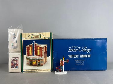 Group of Christmas Village Buildings and More