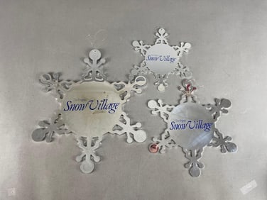 Group of Department 56 Mirrored Snowflake Ornaments