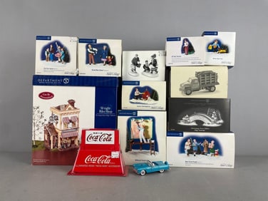 Group of Department 56 Snow Village Figurines and More