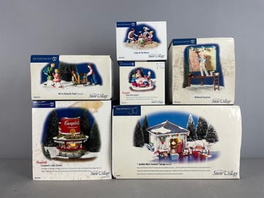 Group of Department 56 Snow Village Buildings and Figurines