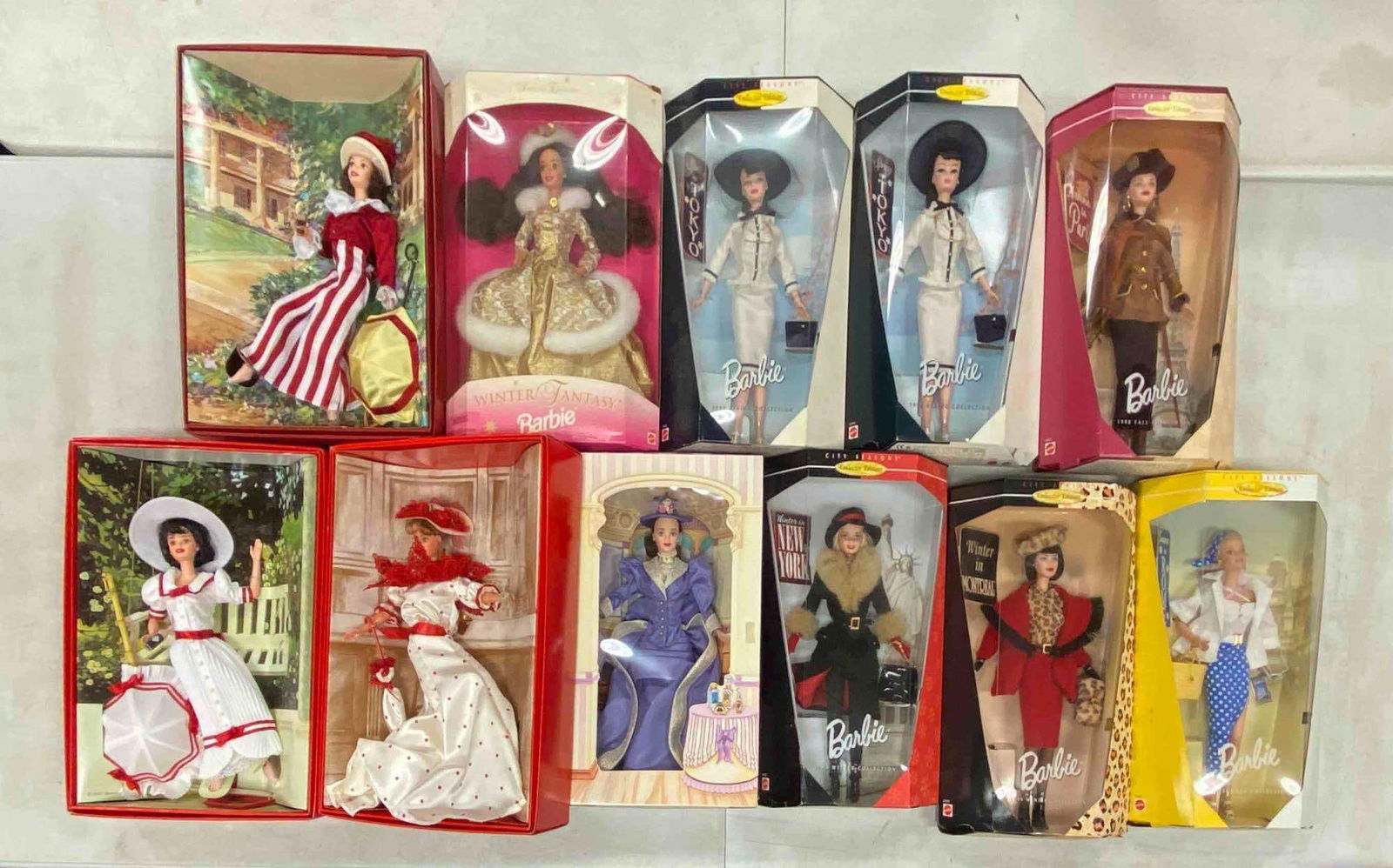 Group of Seasonal Mattel Barbie Fashion Dolls: Each doll measures 11 1/2” H
