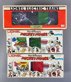 Group of 3 Lionel O Scale Disney Train Cars