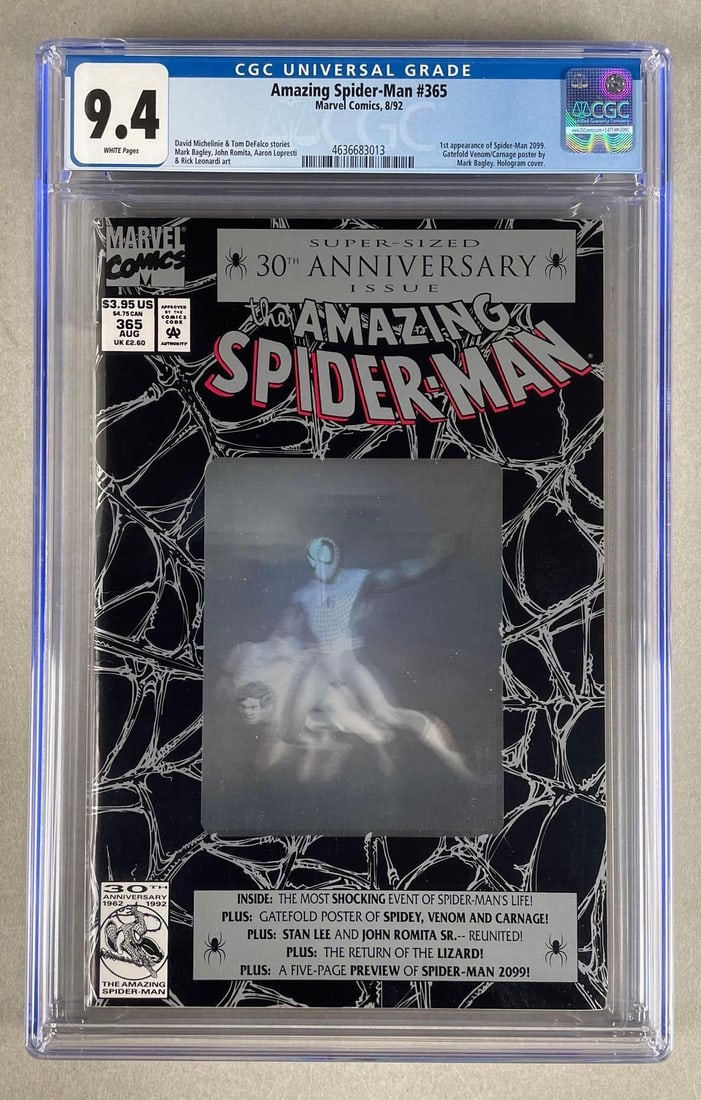 CGC Graded Marvel Comics Amazing Spider-Man No. 365: CGC grade, 9.4, 1st appearance of Spider-Man 2099, 1992