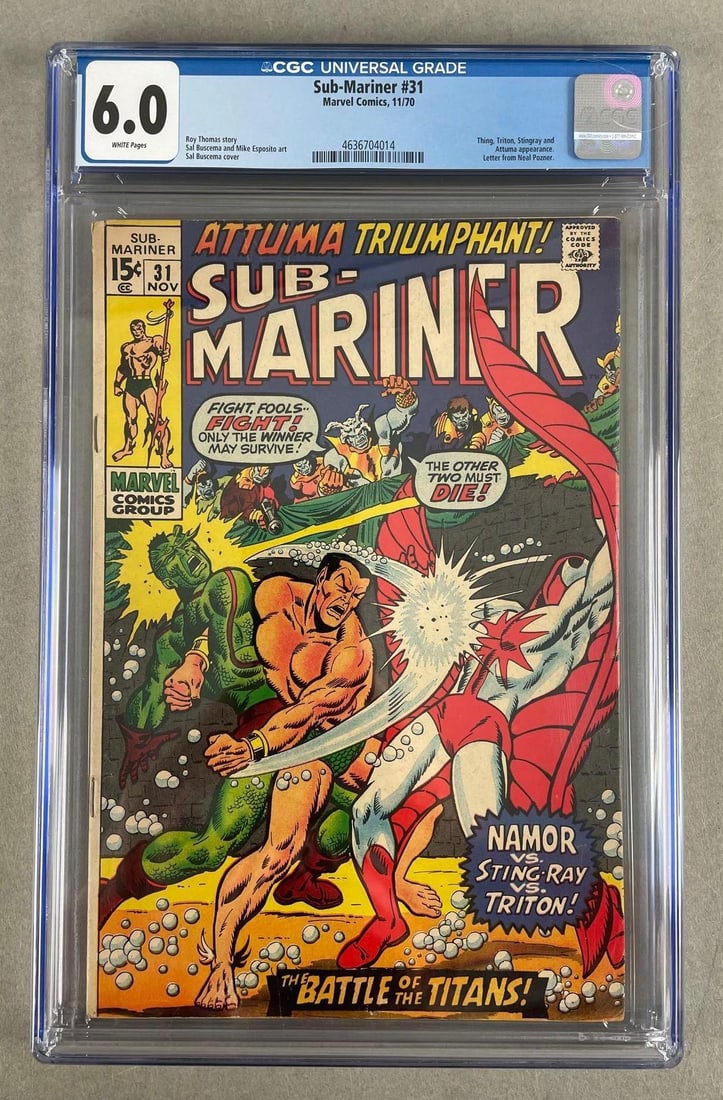 CGC Graded Marvel Comics Sub-Mariner No. 31 (1 of 3)