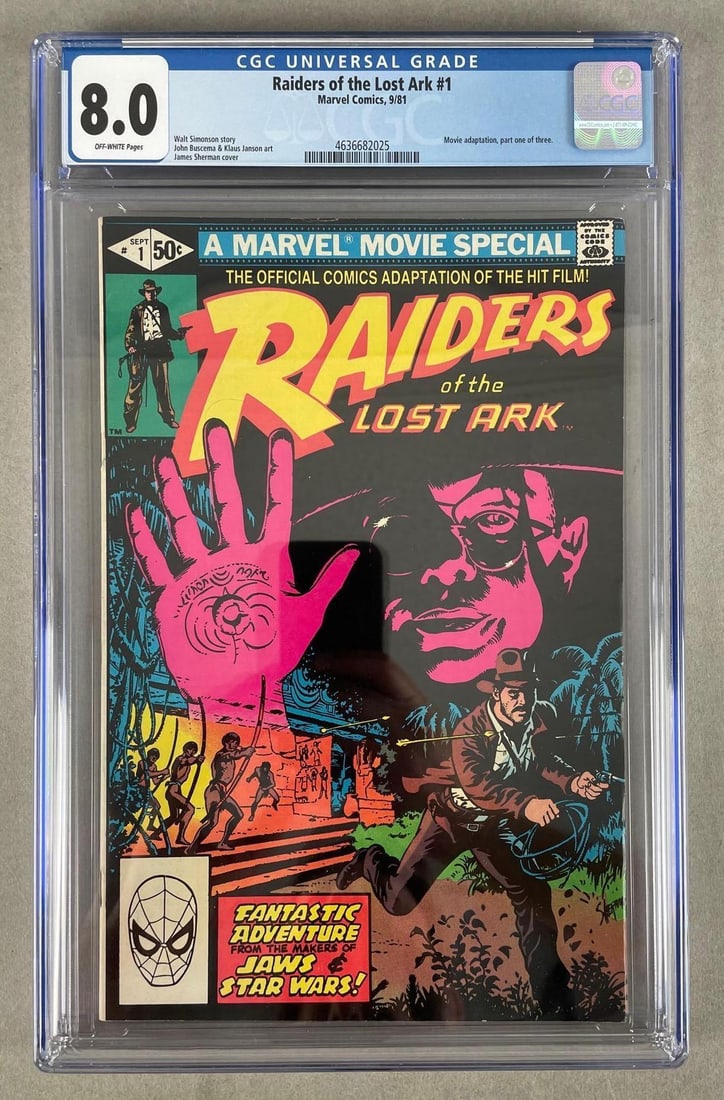 CGC Graded Marvel Comics Raiders of the Lost Ark No. 1: CGC grade 8.0, movie adaptation, part 1 of 3, 1981 bronze age