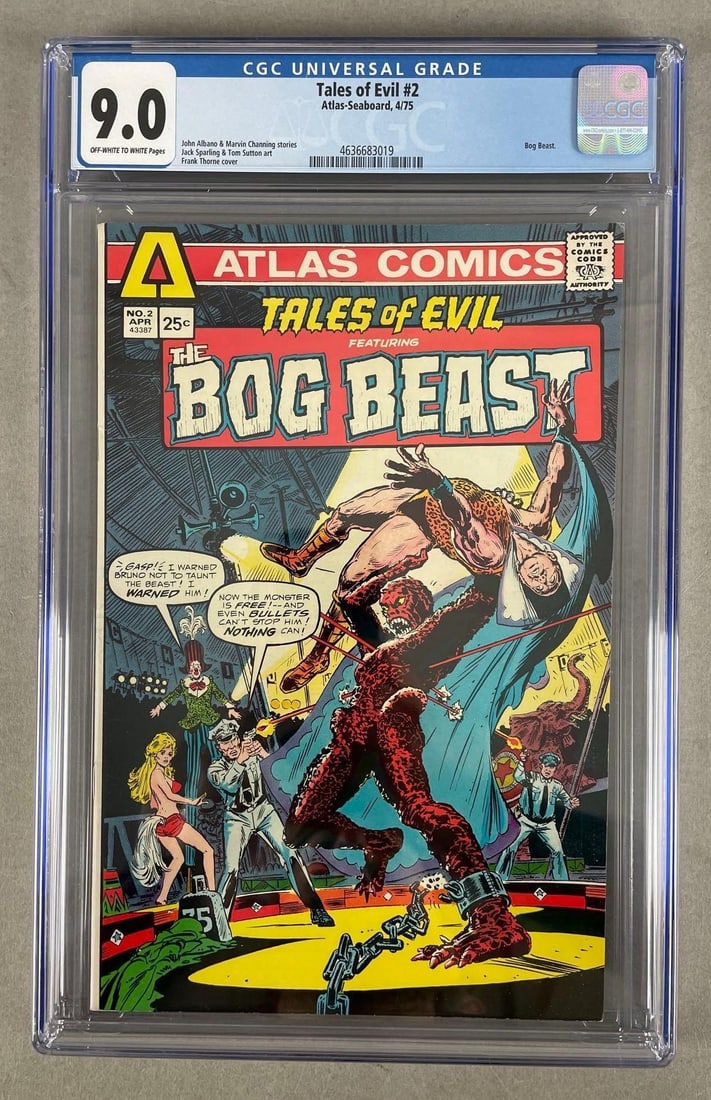 CGC Graded Atlas Comics Tales of Evil No. 2: CGC grade 9.0, bog beast, 1975 bronze age