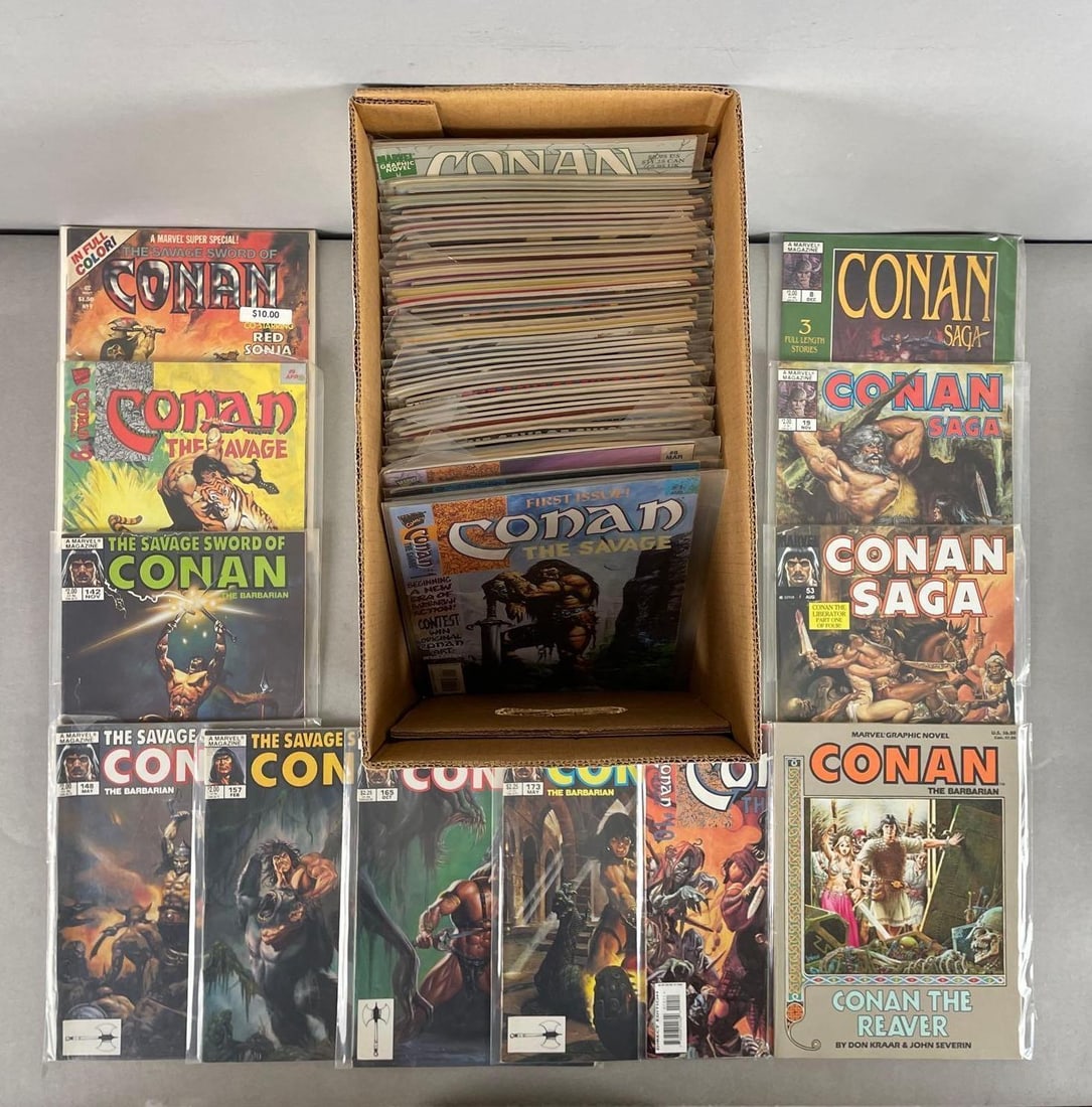 Short Box of Marvel Conan Magazines: Includes graphic novels