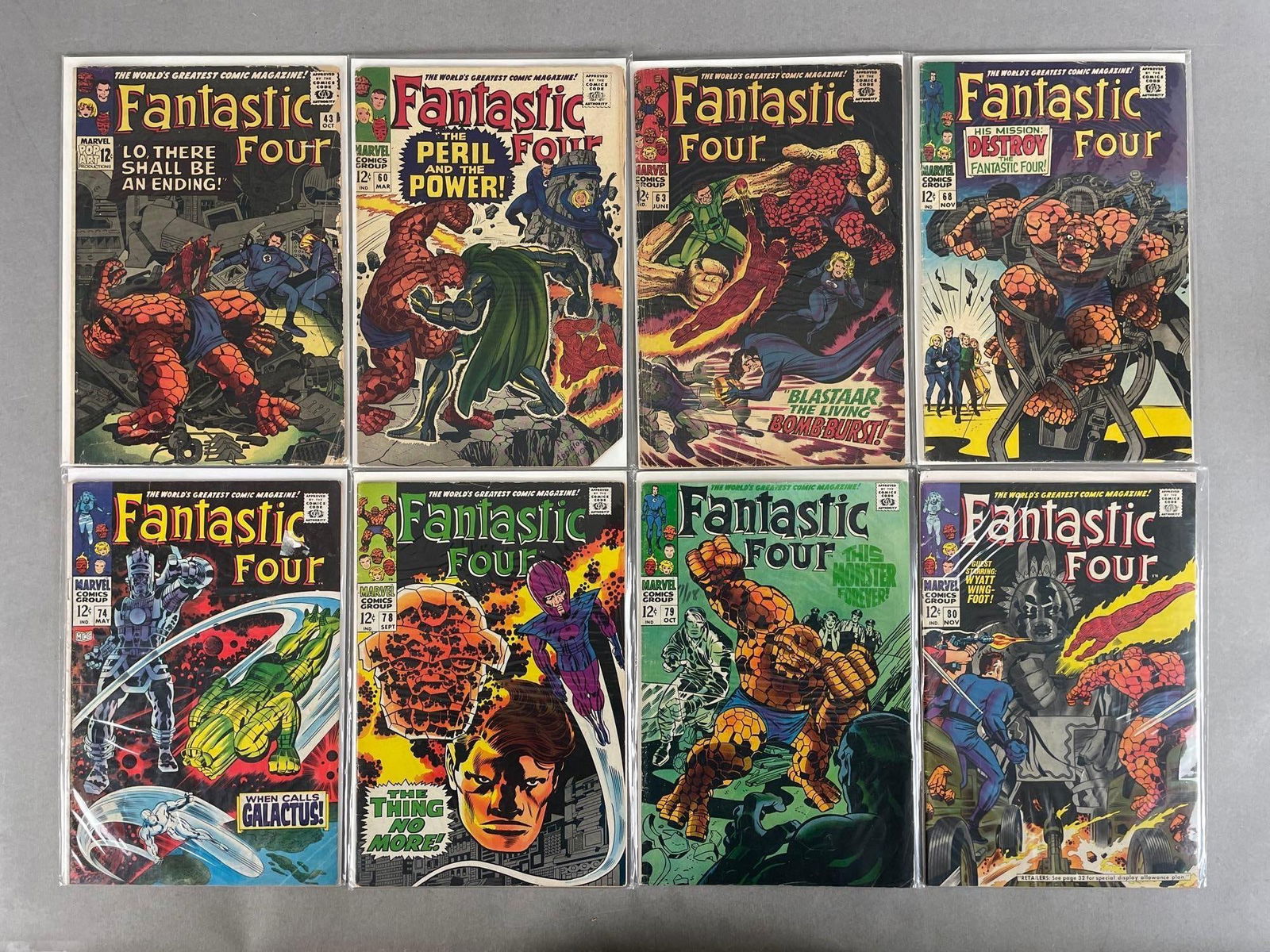 Group of Marvel Fantastic Four Comic Books: Bronze Age, #60 has corner cut off