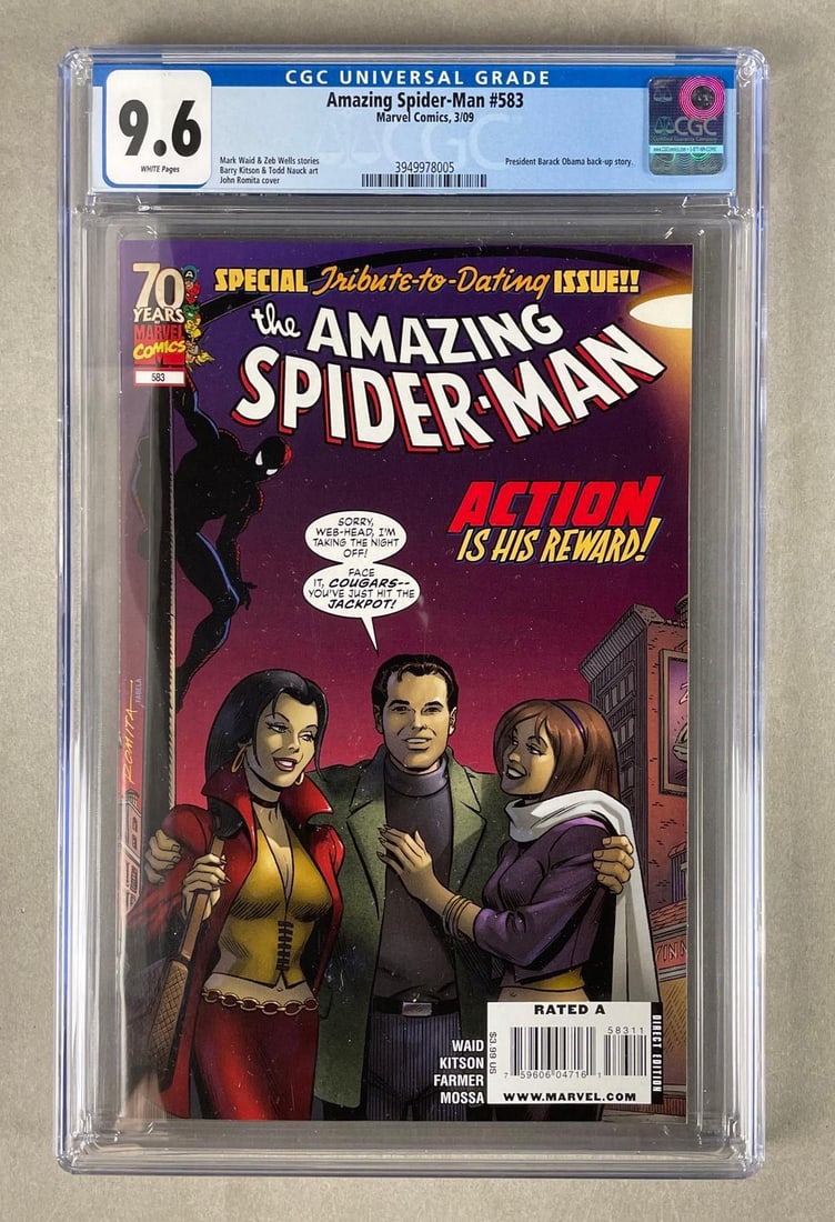 CGC Graded Marvel Comics Amazing Spider-Man No. 583: CGC grade 9.6, Barack Obama backup story, 2009