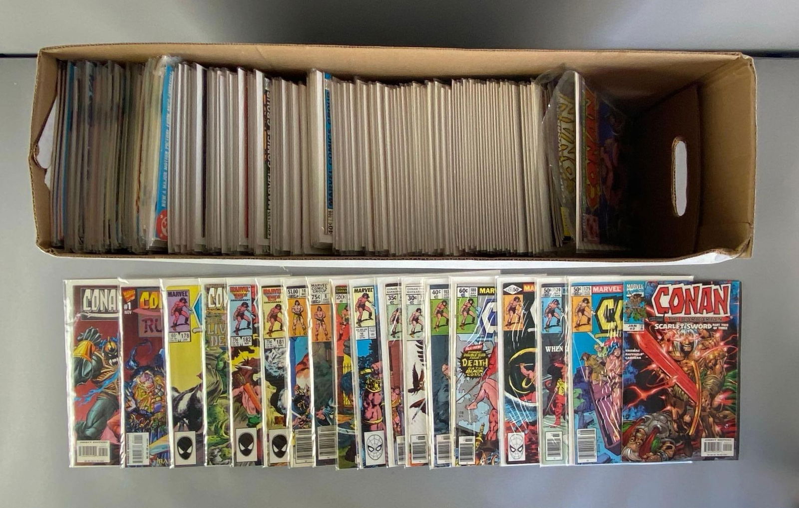 Long Box of Marvel Conan The Barbarian Comic Books: Bronze - modern age, most bagged and boarded