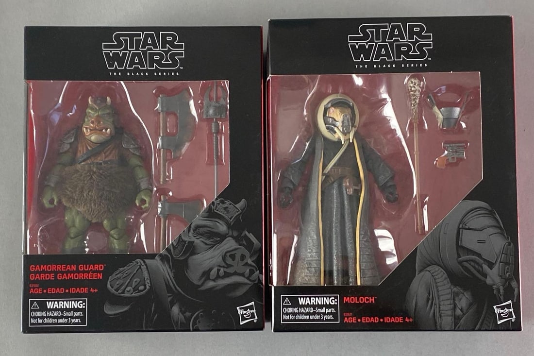 Group of 2 Hasbro Star Wars The Black Series Action Figures: Includes Gamorrean Gaurd and Moloch, sealed, largest measures 9” H x 7” W x 4” D