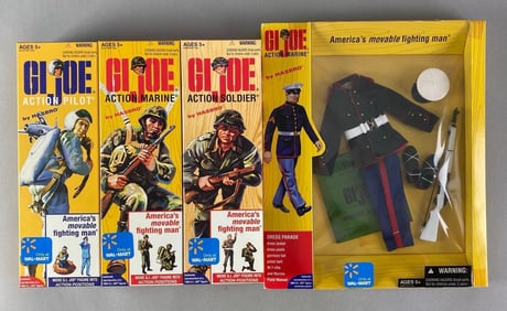 Group of Hasbro GI Joe Action Figures and Marine Dress Outfit