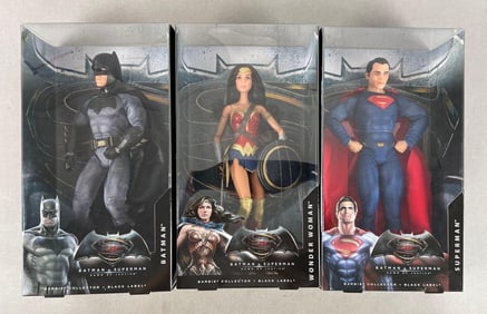 Group of Mattel Barbie Collector Batman v Superman Action Dolls