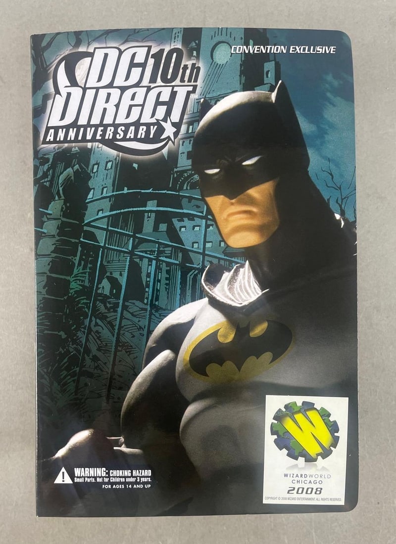 2008 DC Direct Wizardworld Chicago Convention Exclusive Batman Action Figure: 10th anniversary, original packaging measures H 9" x W 6" x D 3 1/4"