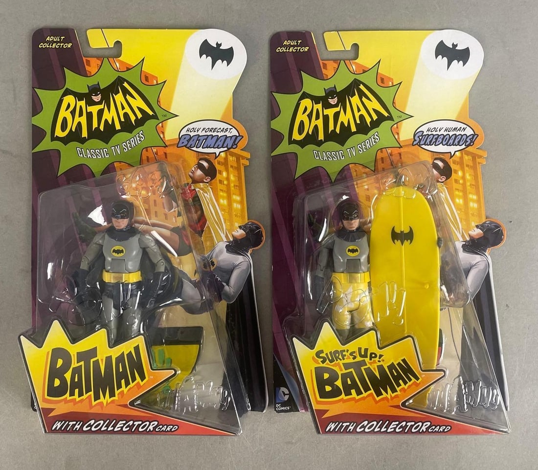 Group of Mattel Classic TV Series Batman Action Figures: Original packaging measures H