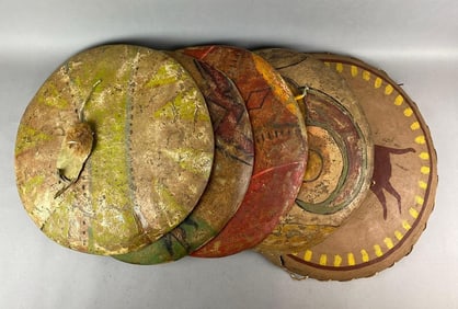 Group of 5 Screen used Indian Shield Fiberglass Props
