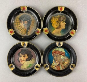 Group of 4 Vintage Silent Star Playing Card Ashtrays