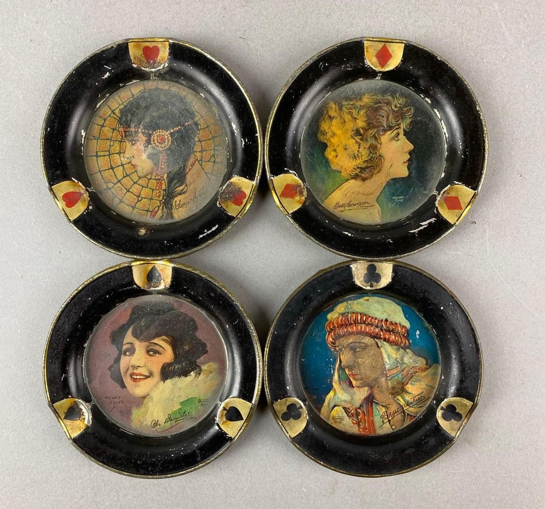 Group of 4 Vintage Silent Star Playing Card Ashtrays (1 of 2)