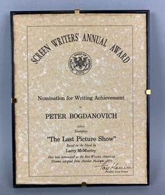1971 Screen Writer Annual Award Peter Bogdanovich