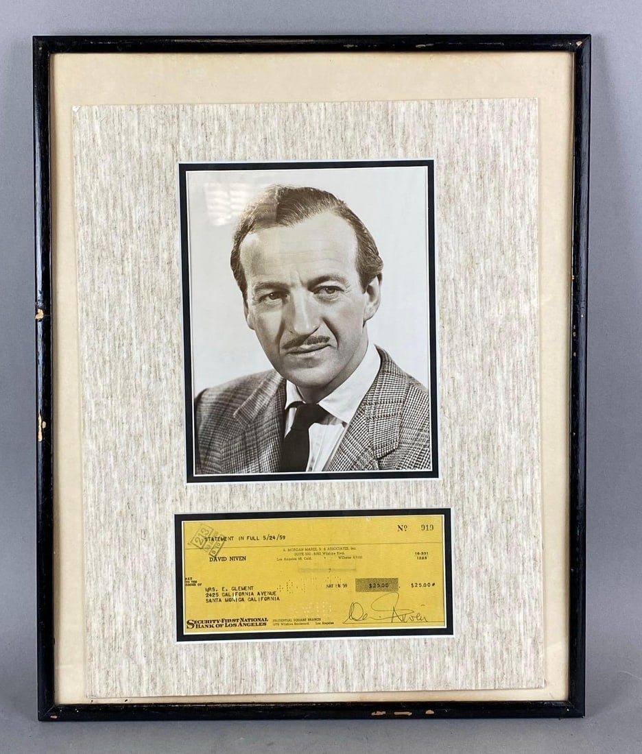 Signed David Niven Check and Photograph (1 of 3)