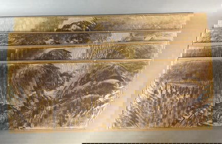 Group of 4 1959 MGm Ben Hur Edward Carfagno Brown Line Prints