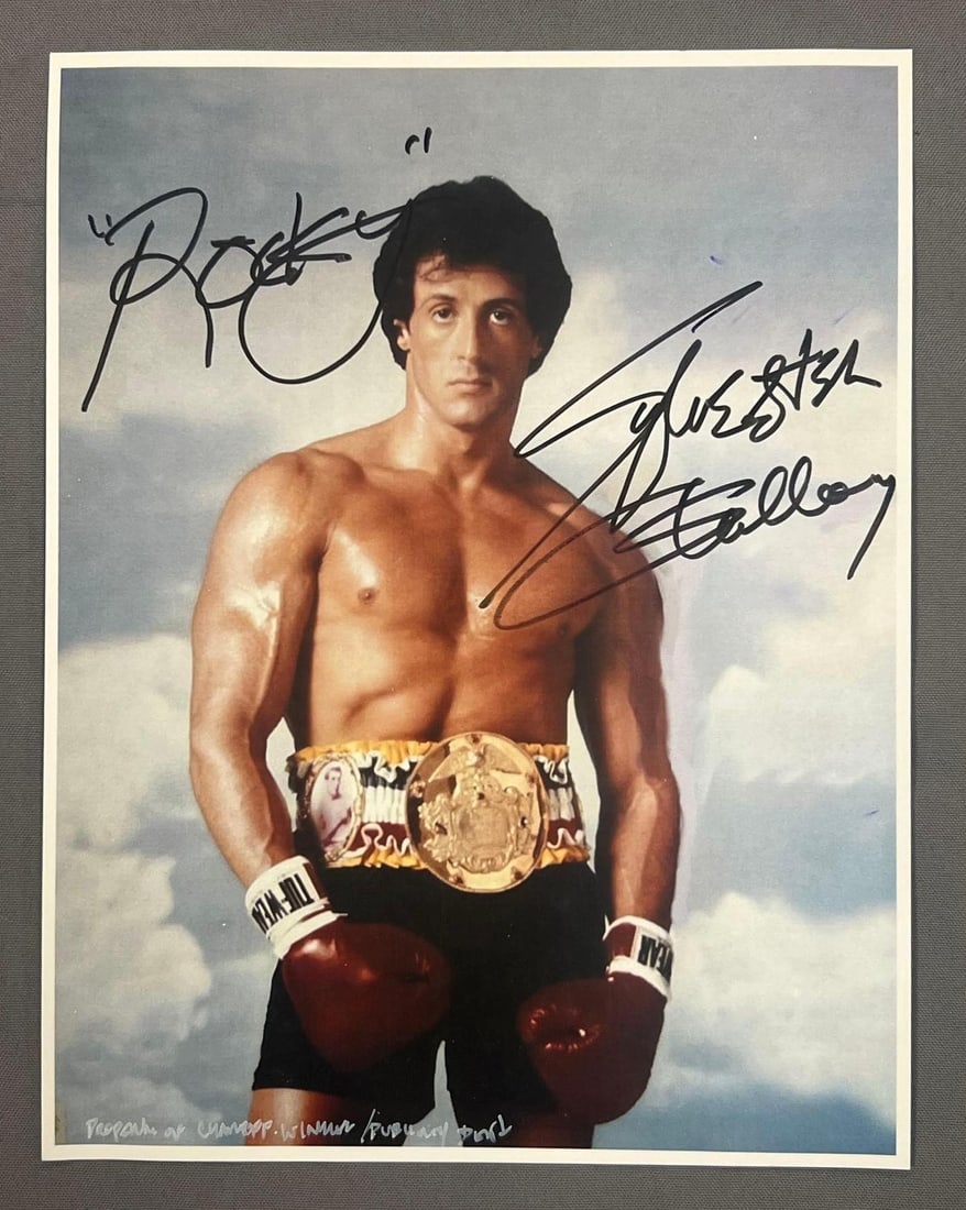 Signed Sylvester Stallone as Rocky Photograph: unknown authenticity, no COA, buying as is. 8 1/2 x 11 inches