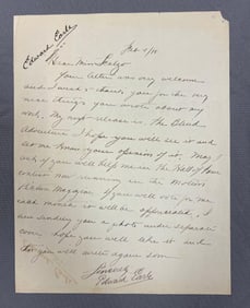 Signed Edward Earle Hand Written Letter
