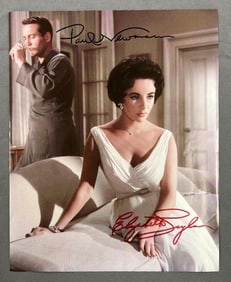 Signed Paul Newman and Elizabeth Taylor Magazine Page