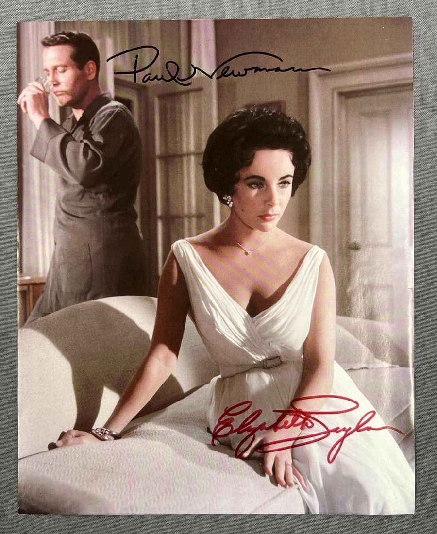 Signed Paul Newman and Elizabeth Taylor Magazine Page: From the movie cat on a hot tin roof. unknown authenticity, no COA, buying as is. 8" x 10"