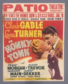 Vintage Clark Gable and Lana Turner in Honky Tonk Movie Lithograph