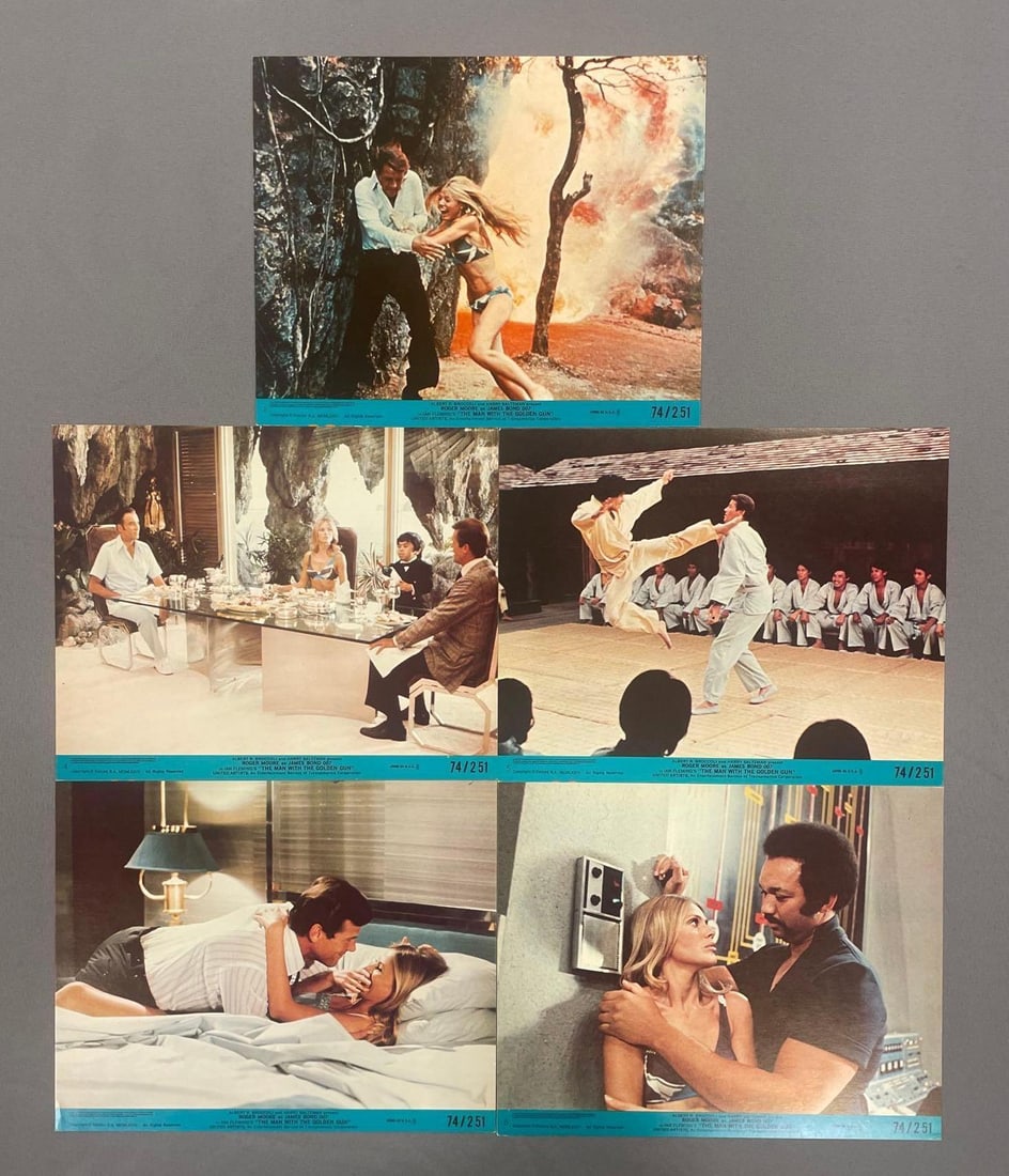 Group of James Bond 007 The Man with the Golden Gun Mini Lobby Cards: Roger Moore, 8" x 10"