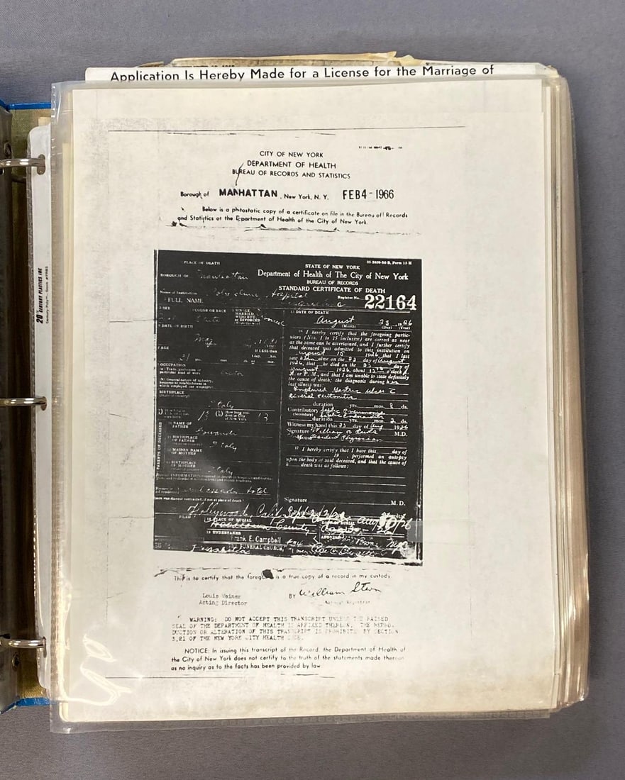 Collection of Rudolph Valentino Documents (1 of 5)