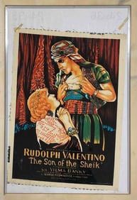 Rudolph Valentino The Son of a Sheik Lithograph on Silk