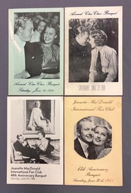 Group of 4 Jeanette Macdonald International fan club cards