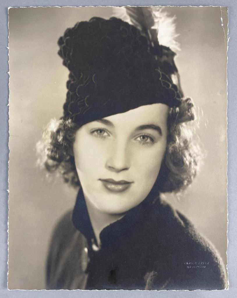 Patricia Lake Photograph: 1919-1993, actress comedian, niece of Marion Davies, William Randolph hurst. Bump stamped Elmer Fryer Hollywood. Measures 13 1/4 x 10 1/4 inches