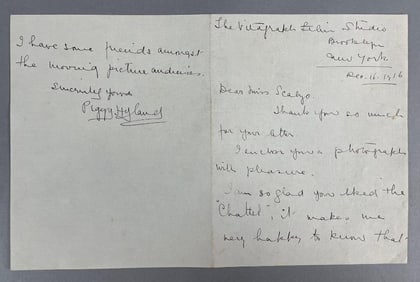 1916 Signed Peggy Hyland Letter