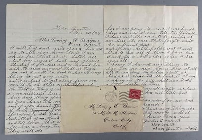 1928 Signed John A. Wood Letter to Tommy OBrien