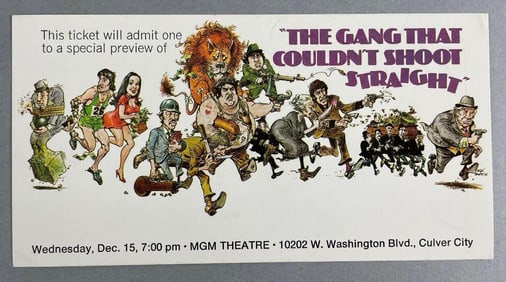 1971 The Gang That Couldnt Shoot Straight Premiere Special Preview Ticket