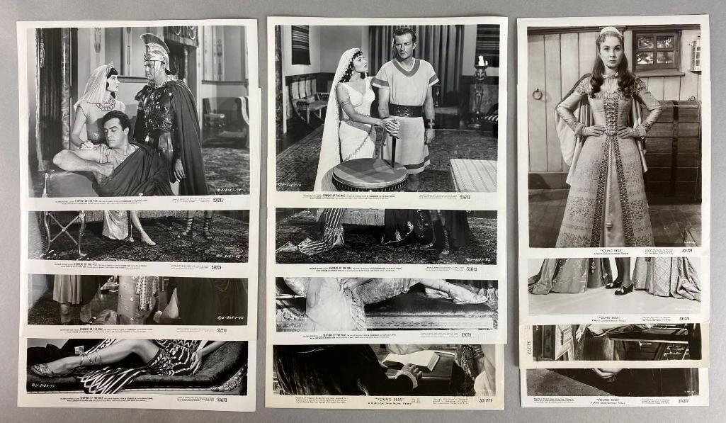 Group of 12 1953 Young Bess and 1952 Serpent of The Nile Stills: Includes Jean Simmons, Stuart Granger, Deborah Kerr, Charles Laughton, Rhondah Fleming and William Lundigan, each measures 10 x 8 inches