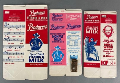 Group of 3 Hopalong Cassidy Milk Cartons and Money Clip