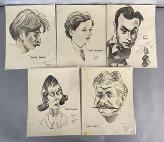 Group of 5 Hollywood Star Caricature Prints
