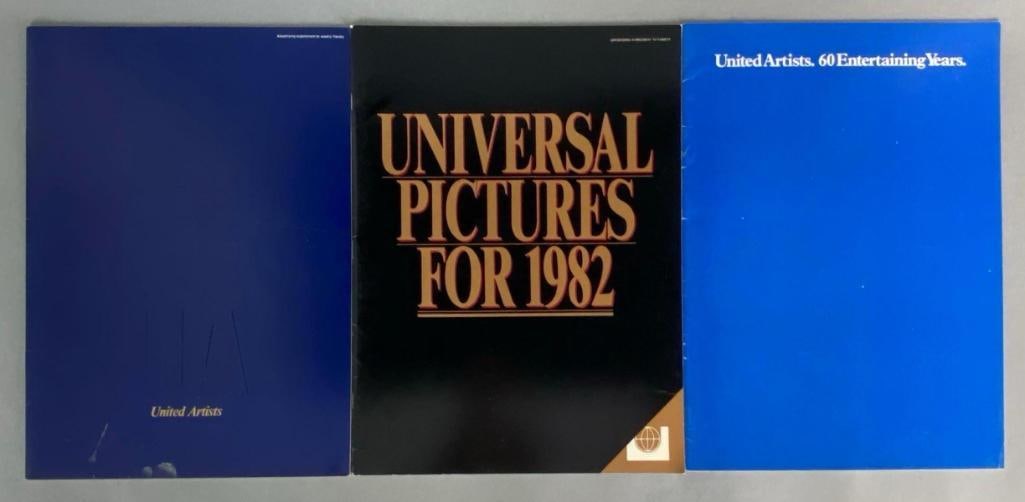 Group of 3 United Artists and Universal Yearbooks: Includes 1978 United Artists, 1982 Universal Pictures, and United Artists 60 Entertaining Years, All measure 15 x 10 1/2 inches.