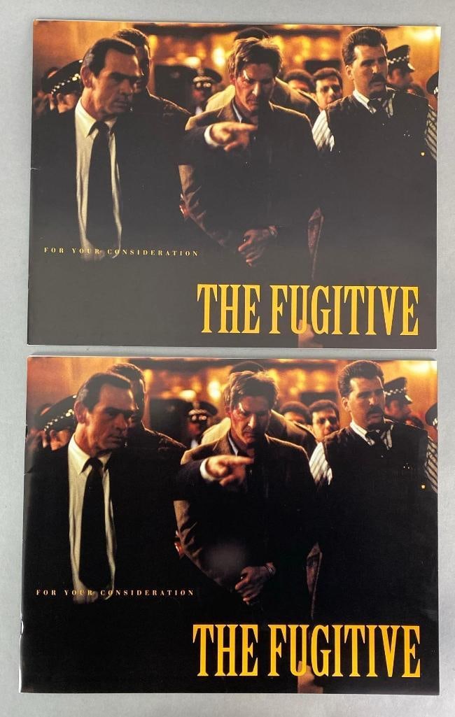 Group of 2 1993 The Fugitive Press Photo Info Books: Starring Harrison Ford, and Tommy Lee Jones, With original envelopes, Both measure 12 x 15 inches.