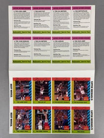 1990 McDonalds Sports Tips Michael Jordan, Jackie Joyner Kersee Uncut Sheet Set