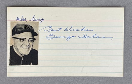 George Halas Signed Index Card with JSA COA