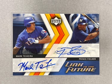 2005 Upper Deck Link to The Future Dual Auto Prince Fielder/ Mark Teixeira 19/35