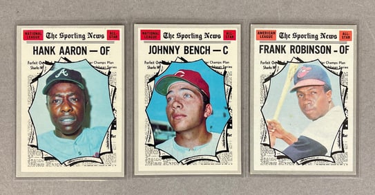 1970 Topps Hank Aaron, Johnny Bench and Frank Robinson All-Star Cards