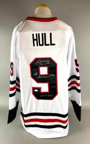 Bobby Hull Signed Chicago Blackhawks Jersey with Inscriptions JSA COA