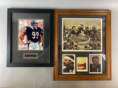 Framed Chicago Bears Collage and Dan Hampton Signed and Framed Photo
