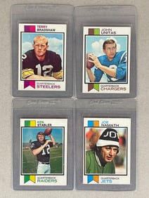 1973 Topps Bradshaw, Unitas, Stabler, and Namath High-Grade Cards